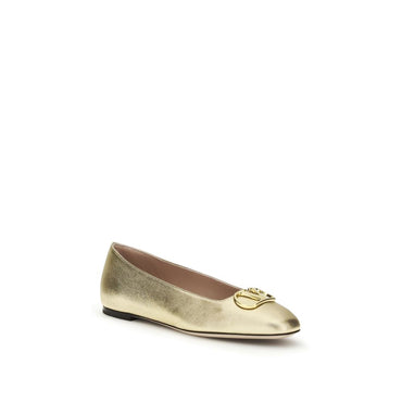 Valentino Garavani Gold Lamb Ovis Aries Aries Ballet Flats