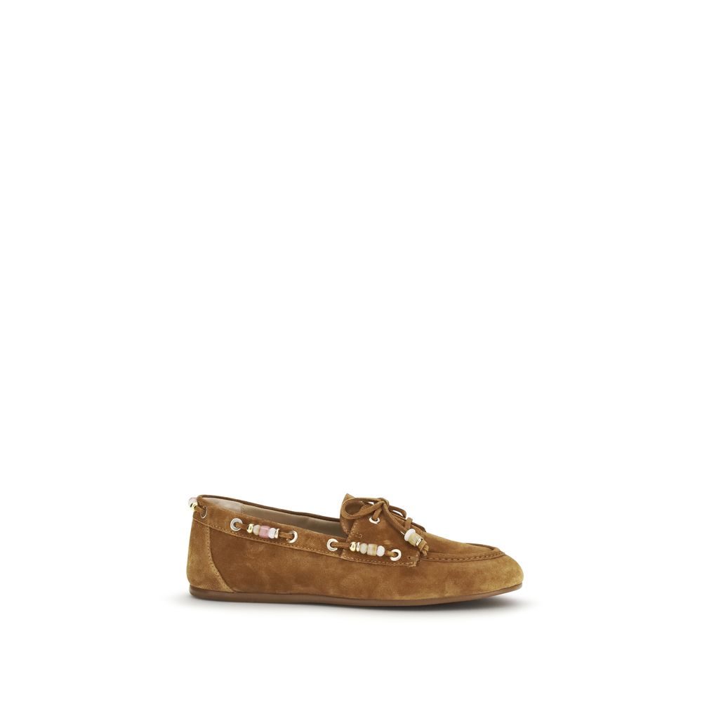 Stuart Weitzman Brown Calf Leather Bos Taurus Slip-On Loafers