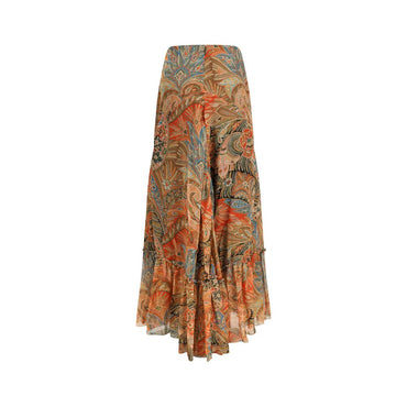 Etro Multicolor Silk Long Skirt