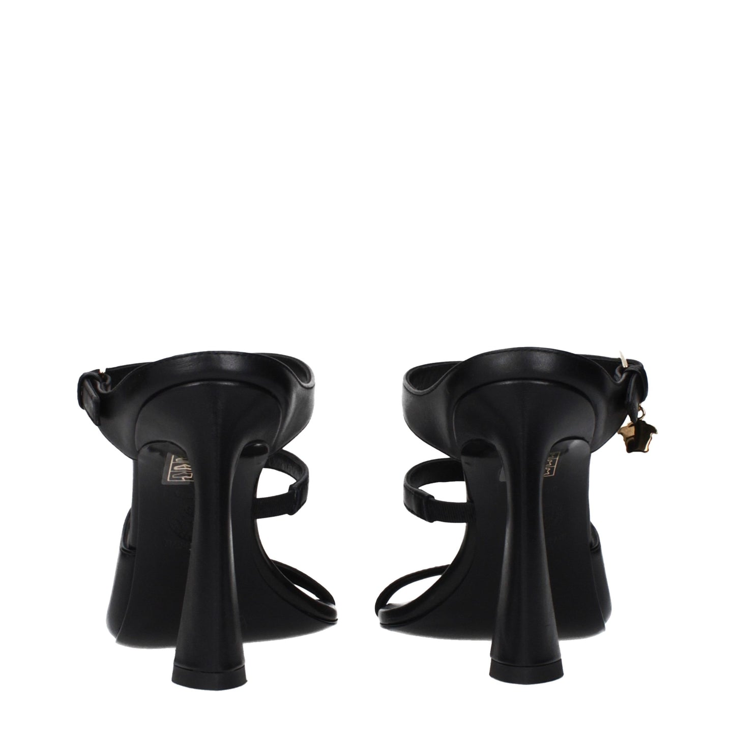 Versace Black Leather High Heel Sandals