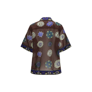 Alemais Brown Ramie Pattern Shirt