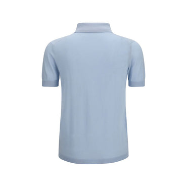 Aragona Cashmere Blue Cotton Polo Shirt
