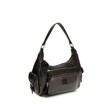 Miu Miu Brown Calf Leather Bos Taurus Shoulder Bag