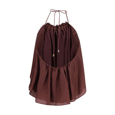 Zimmermann Bordeaux Silk Sleeveles T-Shirt