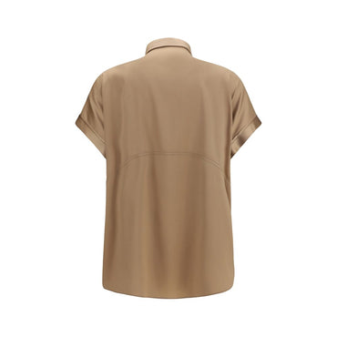 Brunello Cucinelli Beige Silk Shortsleeve Shirt