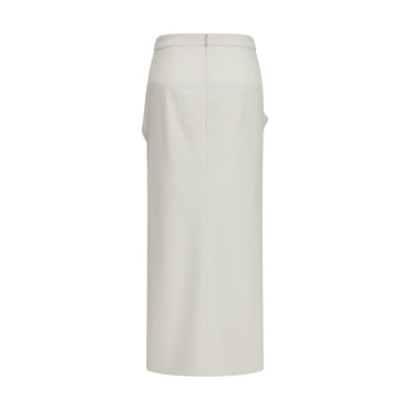 Givenchy White Wool Oves Aries Long Skirt