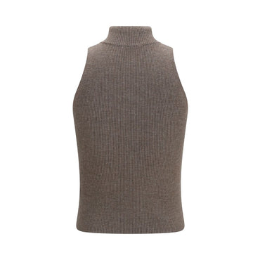 Brunello Cucinelli Brown Cashmere Sleeveles Sweater