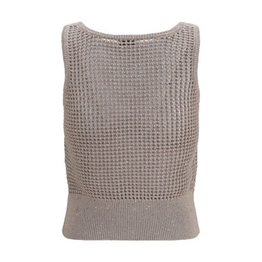 Brunello Cucinelli Beige Cotton Tank Tops