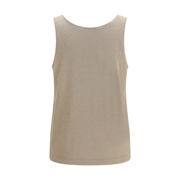 Brunello Cucinelli Beige Cashmere Sleeveles T-Shirt