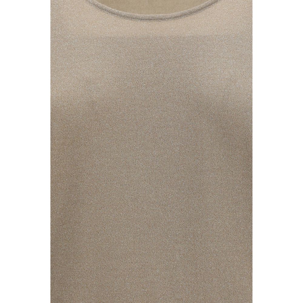 Brunello Cucinelli Beige Cashmere Sleeveles T-Shirt