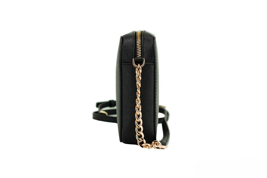 Michael Kors Women'S Top Zip Closure Saffiano Leather Crossbody Bag, Black