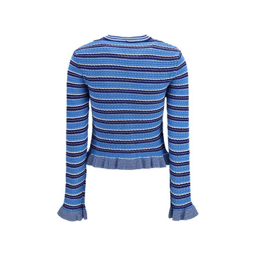Ganni Blue Cotton Cardigan