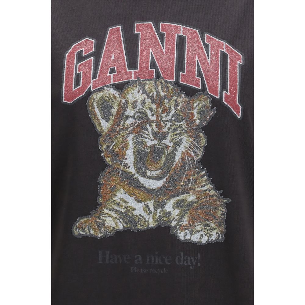 Ganni Black Cotton Sweatshirt