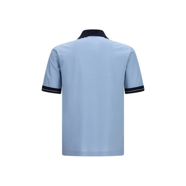 Ferragamo Blue Cotton Polo Shirt