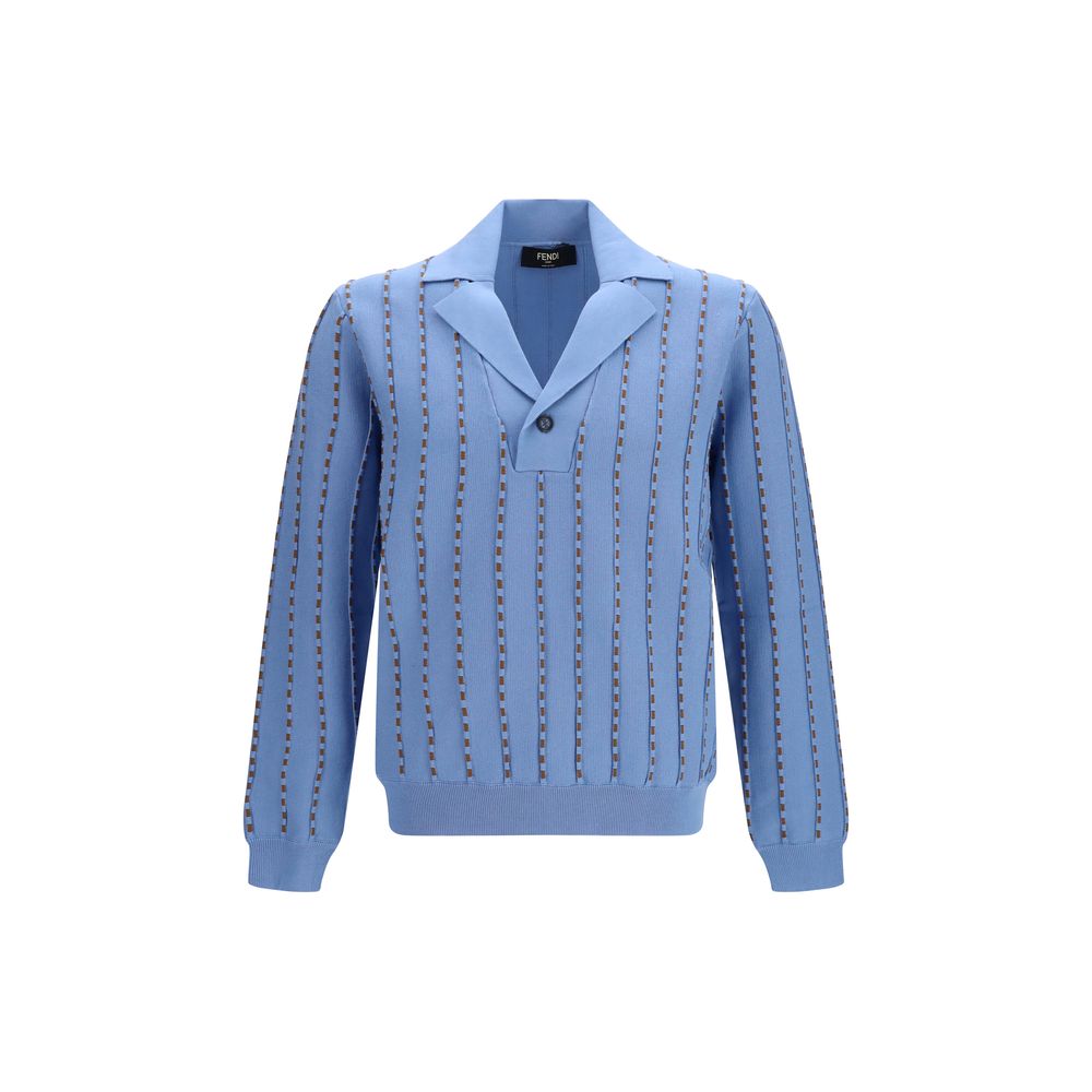 Fendi Blue Cotton Polo Shirt
