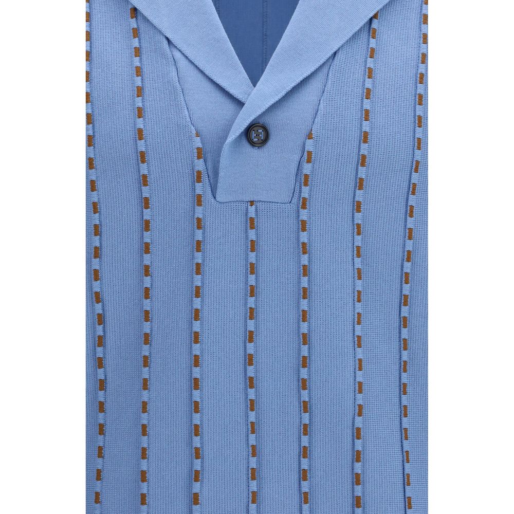 Fendi Blue Cotton Polo Shirt