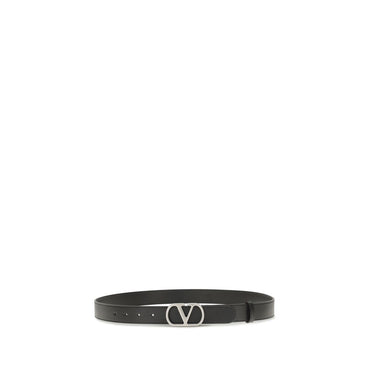 Valentino Garavani Black Calf Leather Bos Taurus Regular Belt