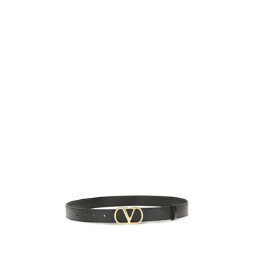 Valentino Garavani Black Calf Leather Bos Taurus Regular Belt