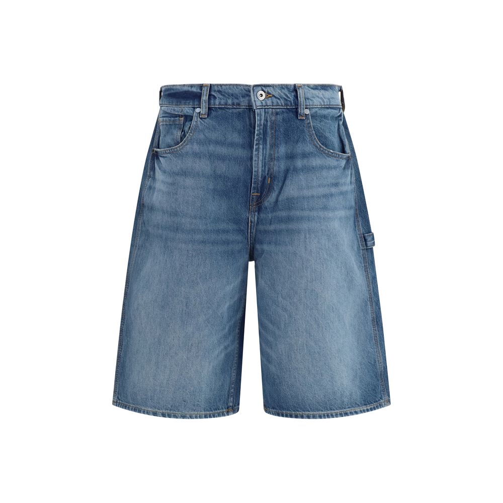 7FOR Blue Cotton Bermuda Shorts