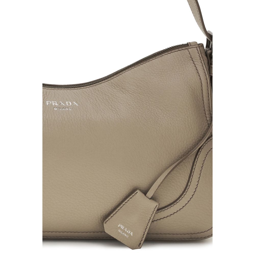Prada Gray Calf Leather Bos Taurus Backet Bag