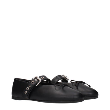 Miu Miu Black Leather Ballet Flats