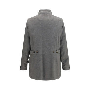 Brunello Cucinelli Gray Cashmere Full-Length Jacket