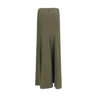 Alexander McQueen Bicolor Silk Long Skirt