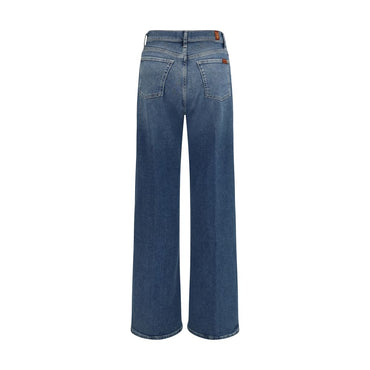 7FOR Blue Cotton Flared Jeans