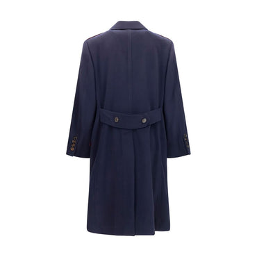 Brunello Cucinelli Blue Wool Oves Aries Coat