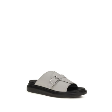 Alexander McQueen Gray Calf Leather Bos Taurus Platform Sandals