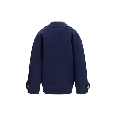 Balmain Blue Wool Oves Aries Coat