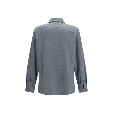 Brunello Cucinelli Gray Wool Oves Aries Shirt