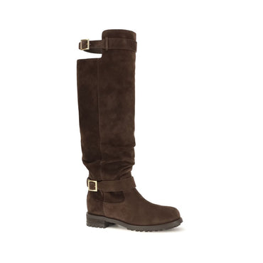 Jimmy Choo Brown Calf Leather Bos Taurus Over The Knee