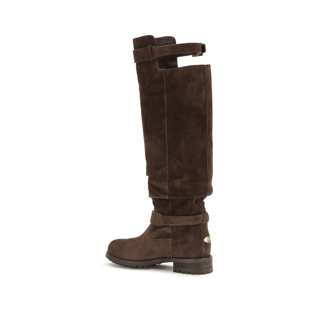 Jimmy Choo Brown Calf Leather Bos Taurus Over The Knee
