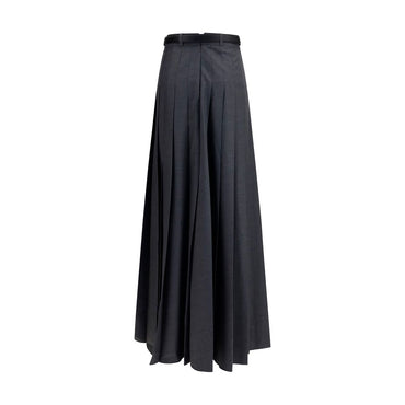 Self-Portrait Gray Polyester Long Skirt