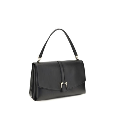 Ferragamo Black Calf Leather Bos Taurus Shoulder Bag
