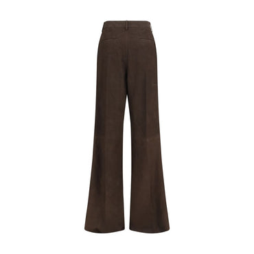 Rick Owens Brown Calf Leather Bos Taurus Casual Pants