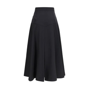 Burberry Black Wool Oves Aries Midi Skirt