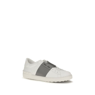 Valentino Garavani Silver Calf Leather Bos Taurus Low Top Sneakers