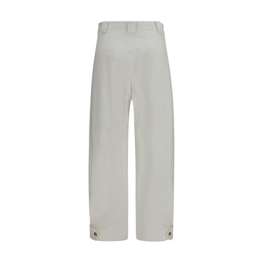 Max Mara White Cotton Cropped Pants
