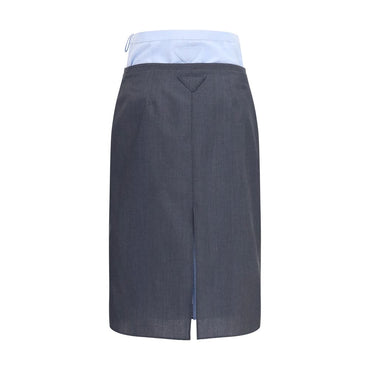 Prada Gray Cotton Midi Skirt