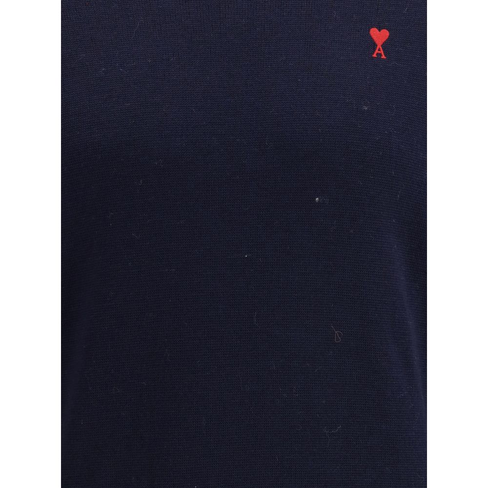 Ami Paris Blue Cotton Sweatshirt