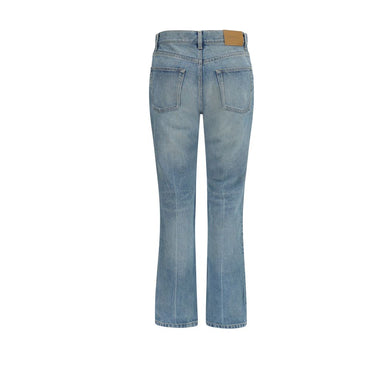 Saint Laurent Blue Cotton Straight-Leg Jeans