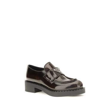 Prada Brown Calf Leather Bos Taurus Slip-On Loafers