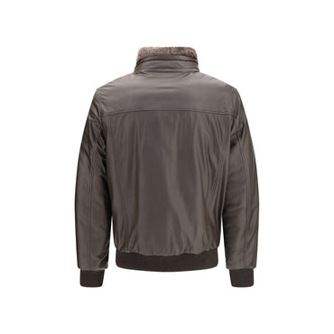 MooRER Brown Leather Full-Length Jacket