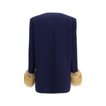 Valentino Garavani Blue Wool Oves Aries Coat
