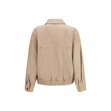 Brunello Cucinelli Beige Leather Leather Jacket