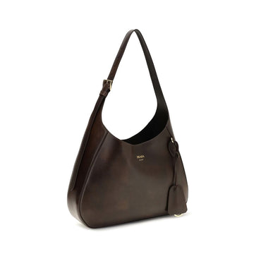 Prada Brown Calf Leather Bos Taurus Shoulder Bag