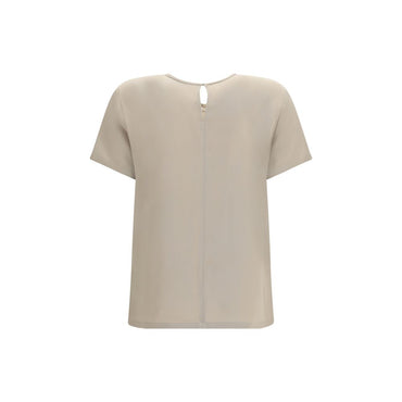 Max Mara Beige Silk T-Shirt