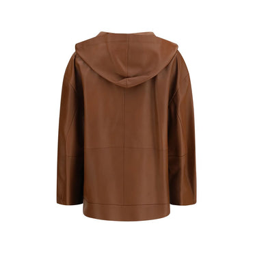 Max Mara Brown Lamb Ovis Aries Leather Jacket